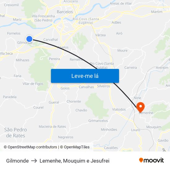Gilmonde to Lemenhe, Mouquim e Jesufrei map