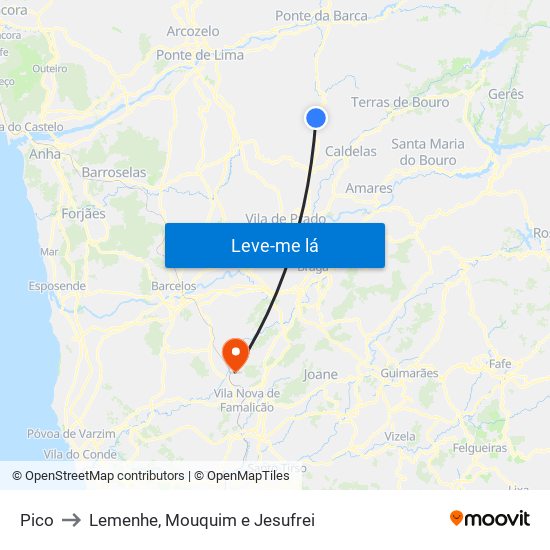 Pico to Lemenhe, Mouquim e Jesufrei map