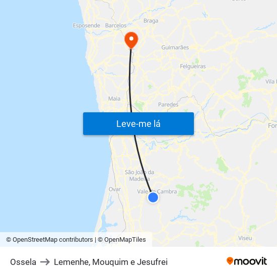 Ossela to Lemenhe, Mouquim e Jesufrei map