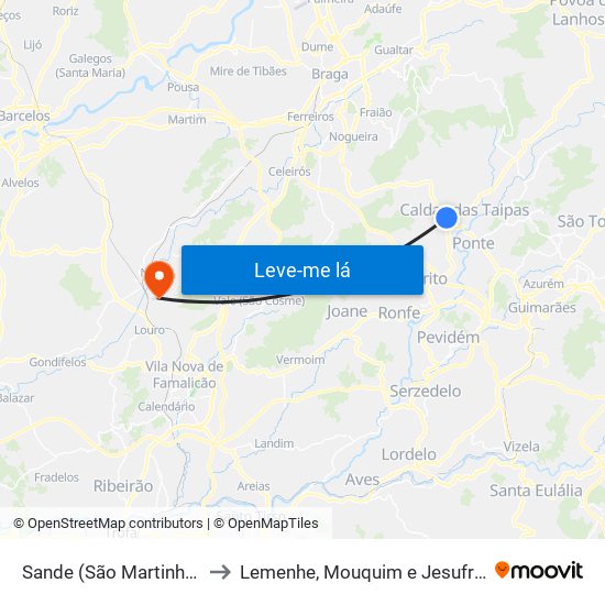 Sande (São Martinho) to Lemenhe, Mouquim e Jesufrei map