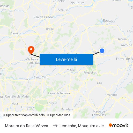 Moreira do Rei e Várzea Cova to Lemenhe, Mouquim e Jesufrei map