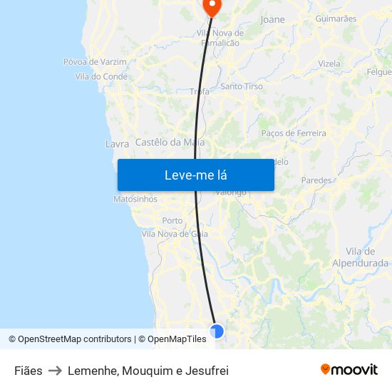 Fiães to Lemenhe, Mouquim e Jesufrei map