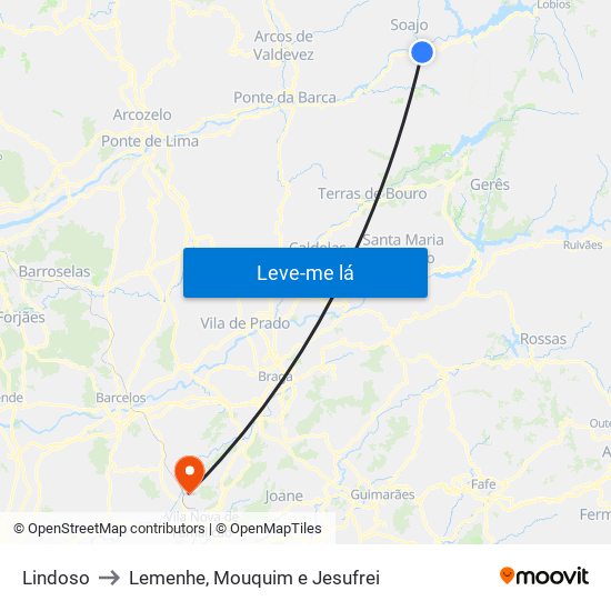 Lindoso to Lemenhe, Mouquim e Jesufrei map