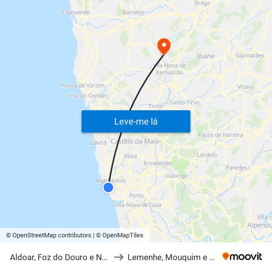 Aldoar, Foz do Douro e Nevogilde to Lemenhe, Mouquim e Jesufrei map