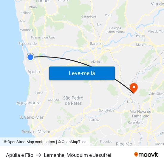 Apúlia e Fão to Lemenhe, Mouquim e Jesufrei map