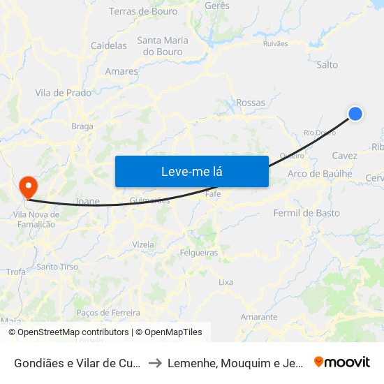 Gondiães e Vilar de Cunhas to Lemenhe, Mouquim e Jesufrei map