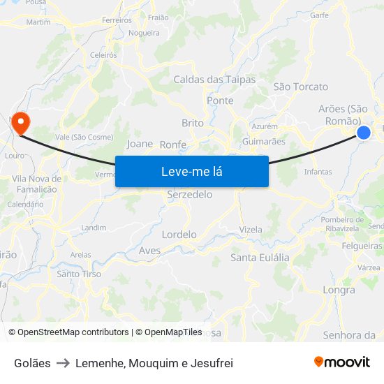 Golães to Lemenhe, Mouquim e Jesufrei map