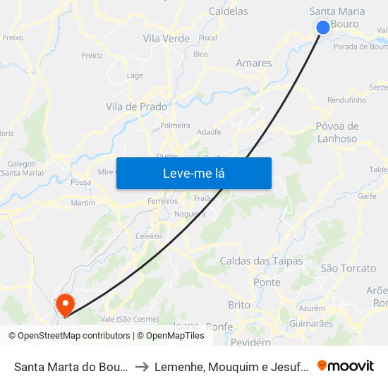 Santa Marta do Bouro to Lemenhe, Mouquim e Jesufrei map