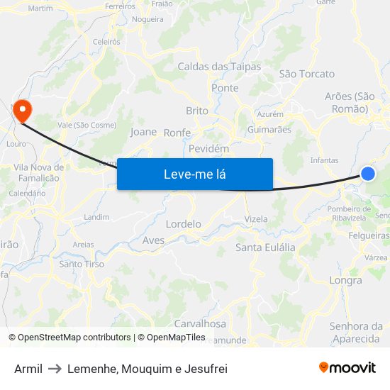 Armil to Lemenhe, Mouquim e Jesufrei map