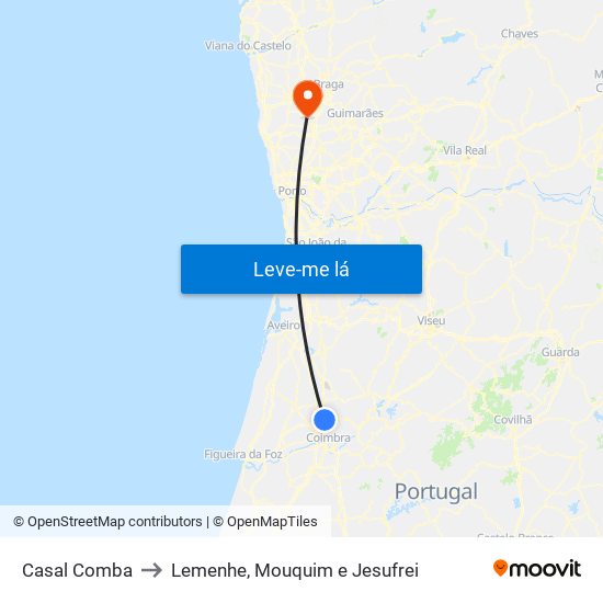 Casal Comba to Lemenhe, Mouquim e Jesufrei map