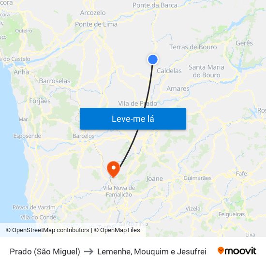 Prado (São Miguel) to Lemenhe, Mouquim e Jesufrei map