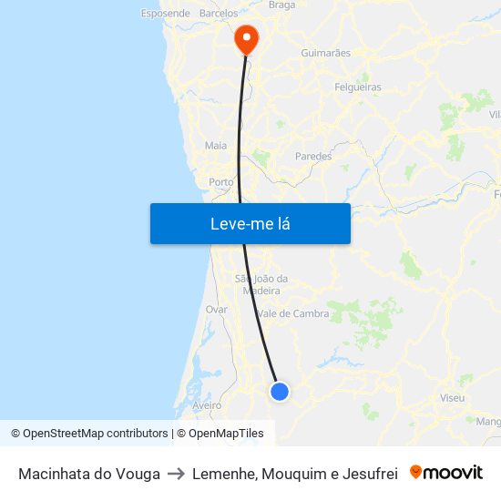 Macinhata do Vouga to Lemenhe, Mouquim e Jesufrei map