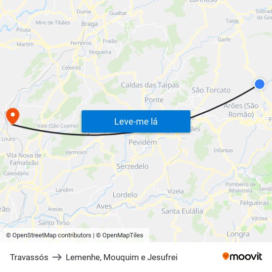 Travassós to Lemenhe, Mouquim e Jesufrei map