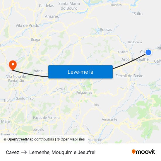 Cavez to Lemenhe, Mouquim e Jesufrei map