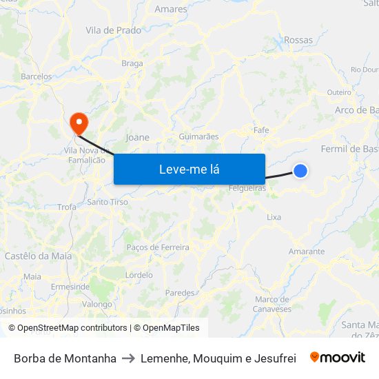 Borba de Montanha to Lemenhe, Mouquim e Jesufrei map