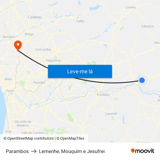 Parambos to Lemenhe, Mouquim e Jesufrei map