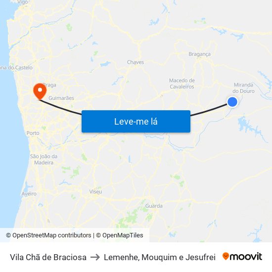 Vila Chã de Braciosa to Lemenhe, Mouquim e Jesufrei map