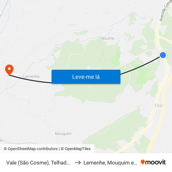 Vale (São Cosme), Telhado e Portela to Lemenhe, Mouquim e Jesufrei map