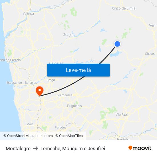 Montalegre to Lemenhe, Mouquim e Jesufrei map