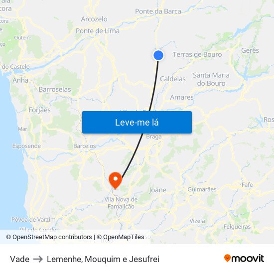 Vade to Lemenhe, Mouquim e Jesufrei map