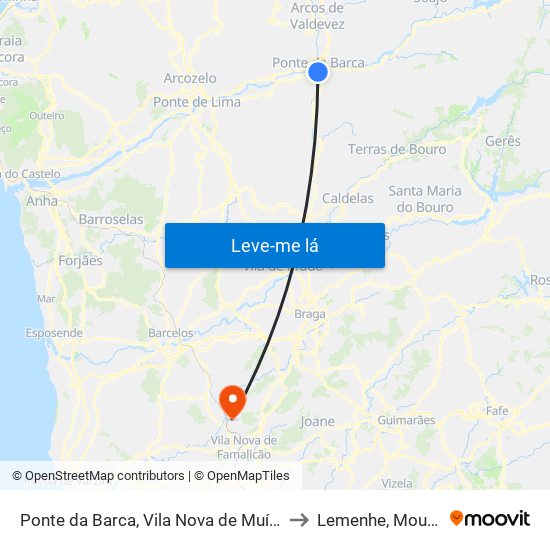 Ponte da Barca, Vila Nova de Muía e Paço Vedro de Magalhães to Lemenhe, Mouquim e Jesufrei map