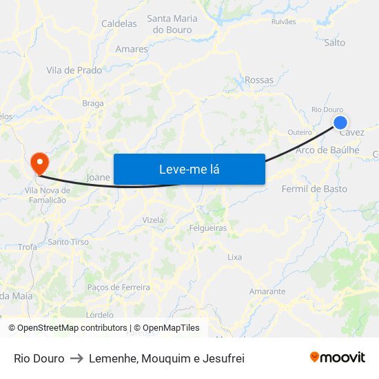 Rio Douro to Lemenhe, Mouquim e Jesufrei map