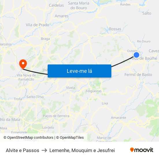 Alvite e Passos to Lemenhe, Mouquim e Jesufrei map