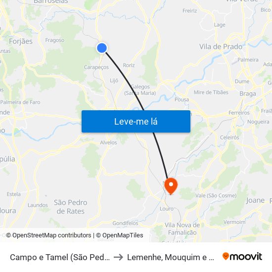 Campo e Tamel (São Pedro Fins) to Lemenhe, Mouquim e Jesufrei map