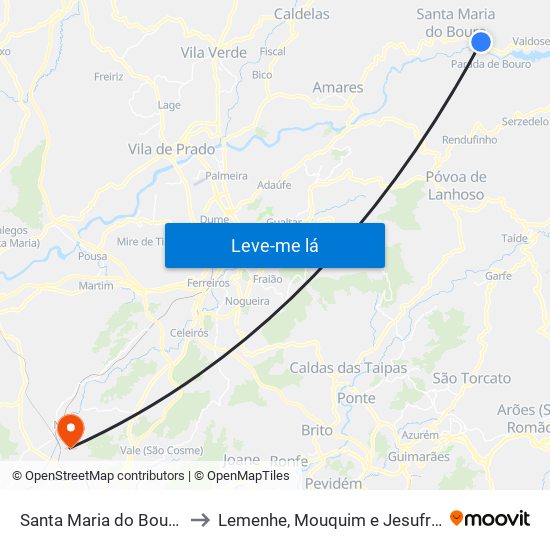 Santa Maria do Bouro to Lemenhe, Mouquim e Jesufrei map