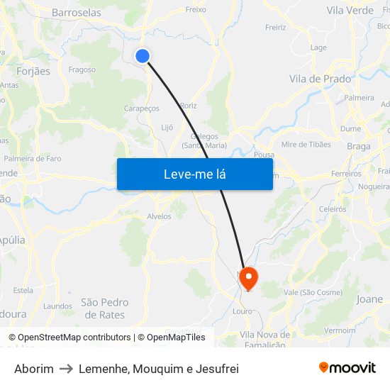 Aborim to Lemenhe, Mouquim e Jesufrei map