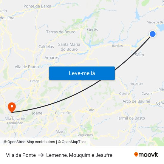 Vila da Ponte to Lemenhe, Mouquim e Jesufrei map