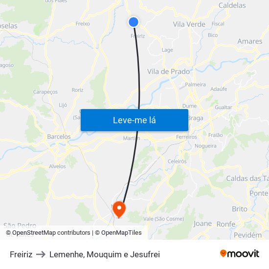 Freiriz to Lemenhe, Mouquim e Jesufrei map