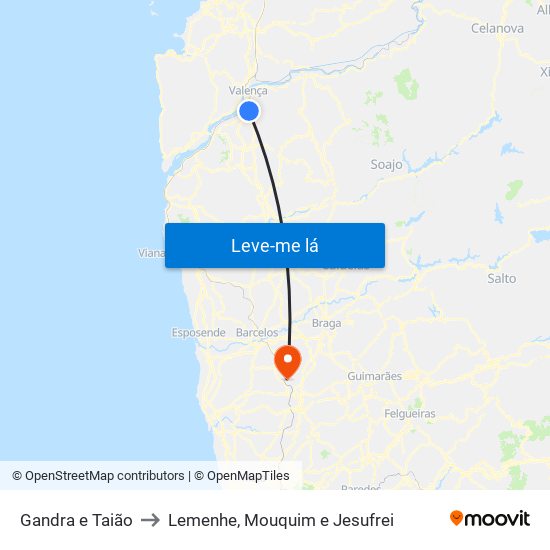 Gandra e Taião to Lemenhe, Mouquim e Jesufrei map