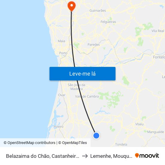 Belazaima do Chão, Castanheira do Vouga e Agadão to Lemenhe, Mouquim e Jesufrei map