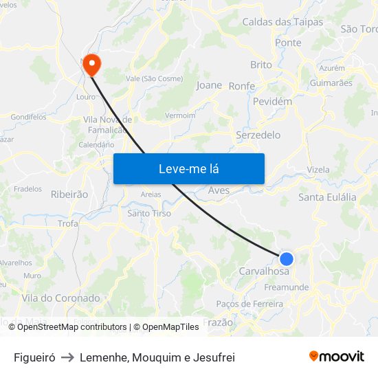 Figueiró to Lemenhe, Mouquim e Jesufrei map