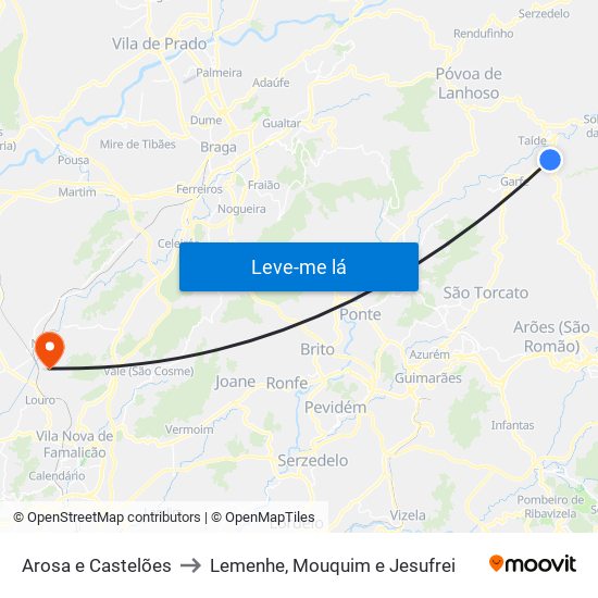Arosa e Castelões to Lemenhe, Mouquim e Jesufrei map
