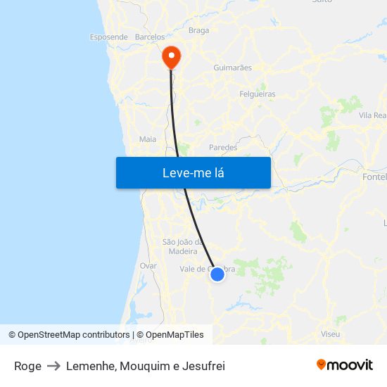 Roge to Lemenhe, Mouquim e Jesufrei map