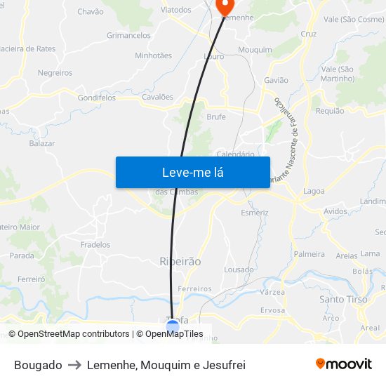 Bougado to Lemenhe, Mouquim e Jesufrei map