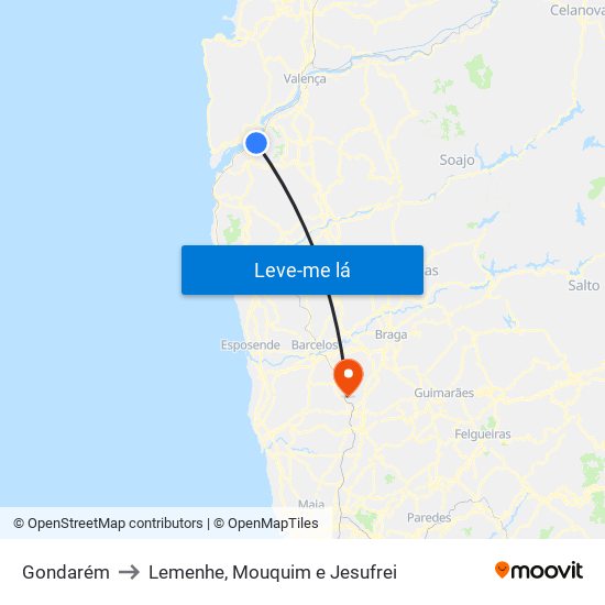 Gondarém to Lemenhe, Mouquim e Jesufrei map