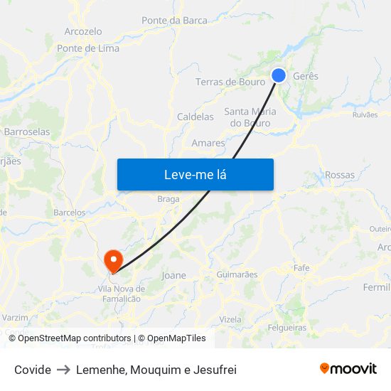 Covide to Lemenhe, Mouquim e Jesufrei map