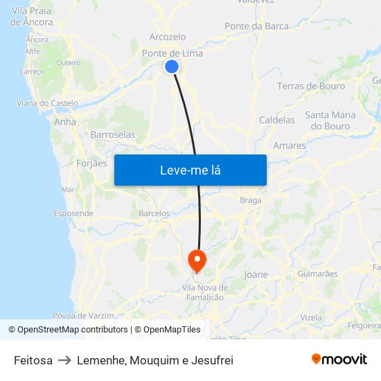 Feitosa to Lemenhe, Mouquim e Jesufrei map