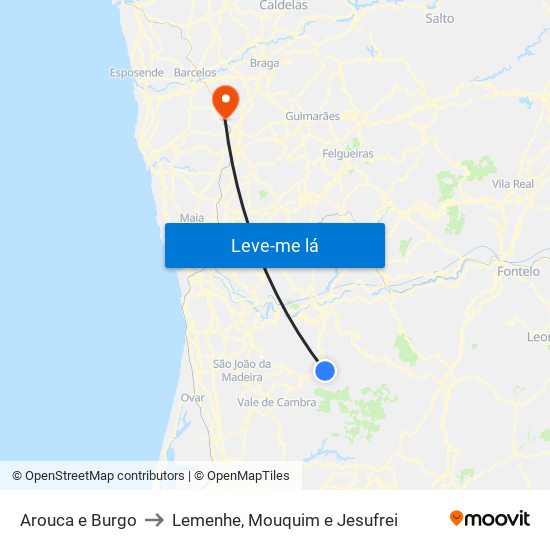 Arouca e Burgo to Lemenhe, Mouquim e Jesufrei map