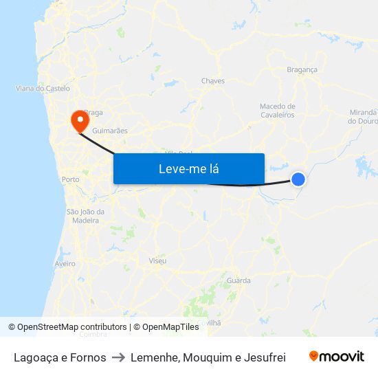 Lagoaça e Fornos to Lemenhe, Mouquim e Jesufrei map