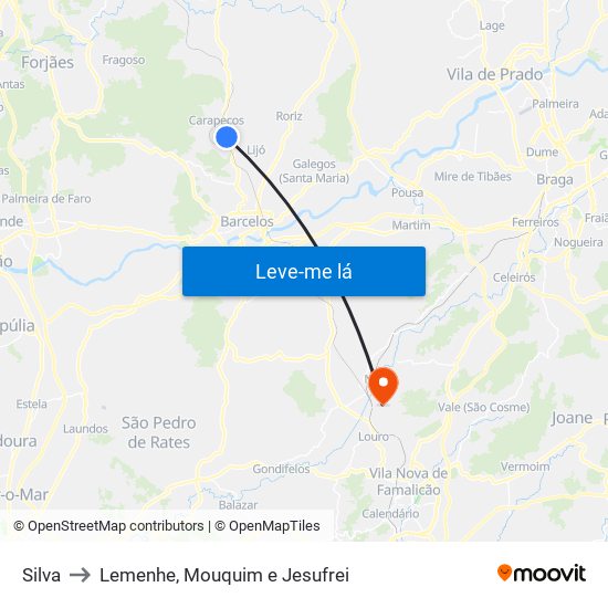 Silva to Lemenhe, Mouquim e Jesufrei map