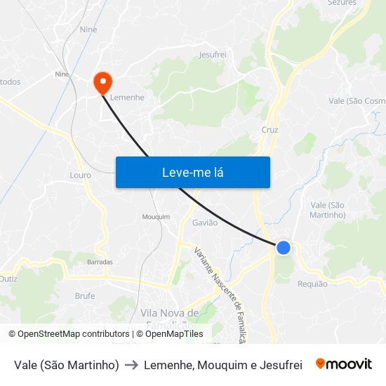 Vale (São Martinho) to Lemenhe, Mouquim e Jesufrei map