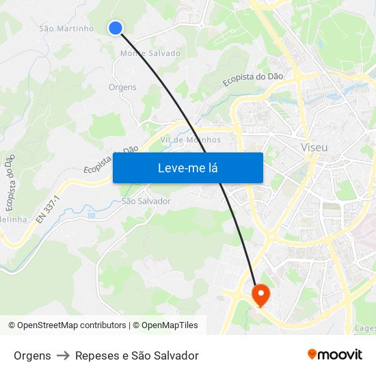 Orgens to Repeses e São Salvador map