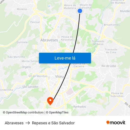 Abraveses to Repeses e São Salvador map