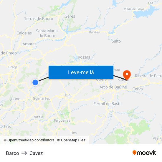 Barco to Cavez map
