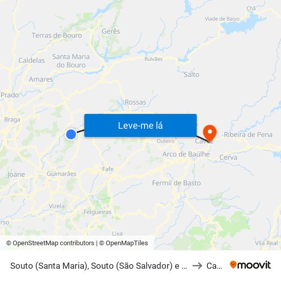 Souto (Santa Maria), Souto (São Salvador) e Gondomar to Cavez map