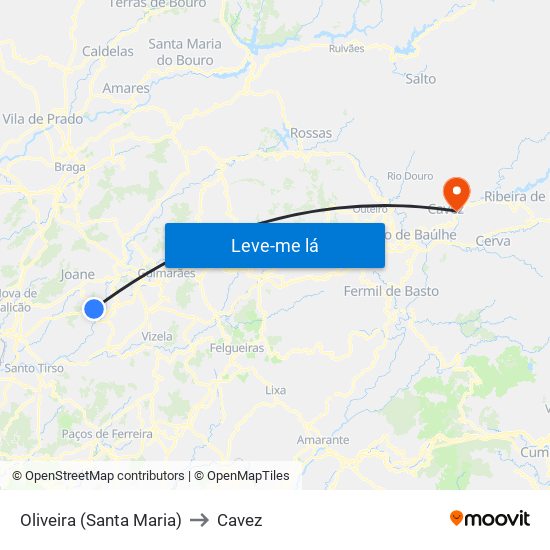 Oliveira (Santa Maria) to Cavez map